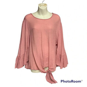 Umgee pink large bell sleeve top size Medium.  Front knot